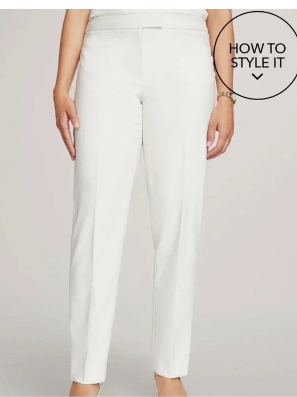 Vintage Anne Klein Cream Straight-Leg Dress Pants
